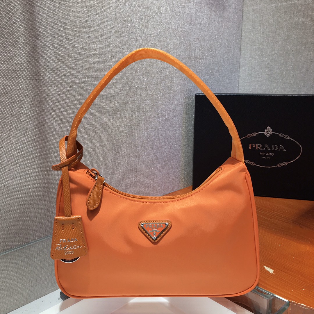 Prada Mini Re Nylon Re Edition 2000 Hobo Bag Handbag Orange 1NE515